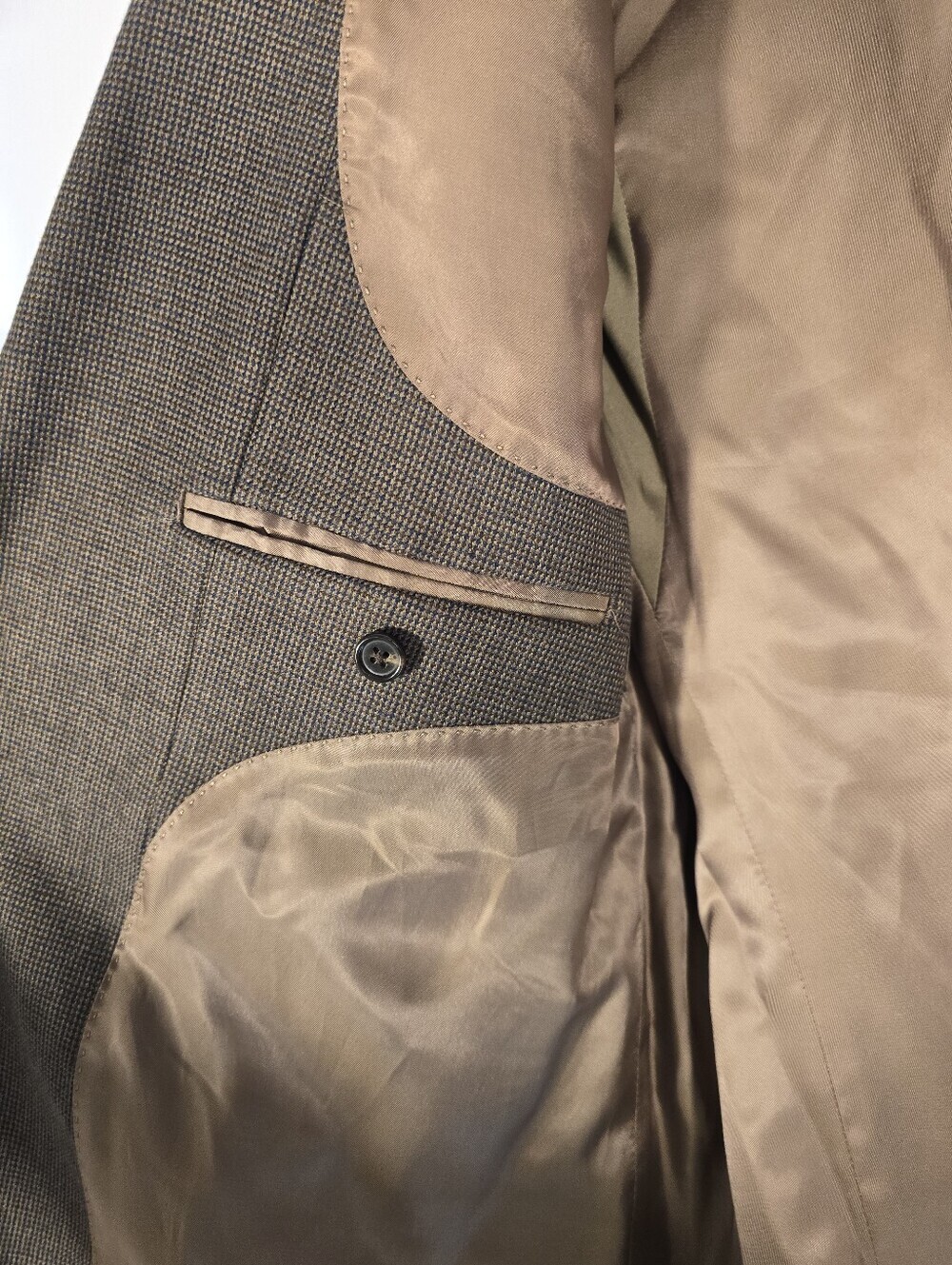 Lauren Ralph Lauren Brown Blue Microcheck 2 Button Fall Blazer. Mens 46L - Picture 9 of 13